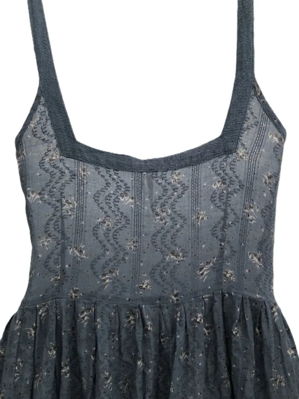 Free People Blue Smocked Babydoll Tunic Top